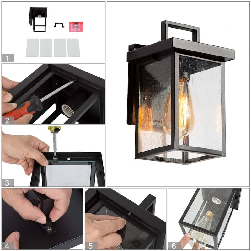 Bern Modern 1-light Rectangle Matte Black Outdoor Wall Sconce - L 6"x W 6.5"x H 10.5"