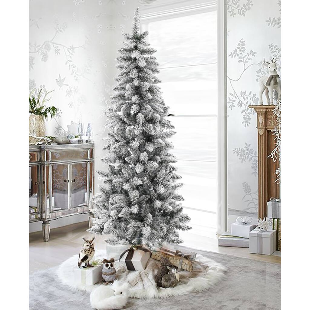 6Ft Artificial Flocked Slim Fir Christmas Tree