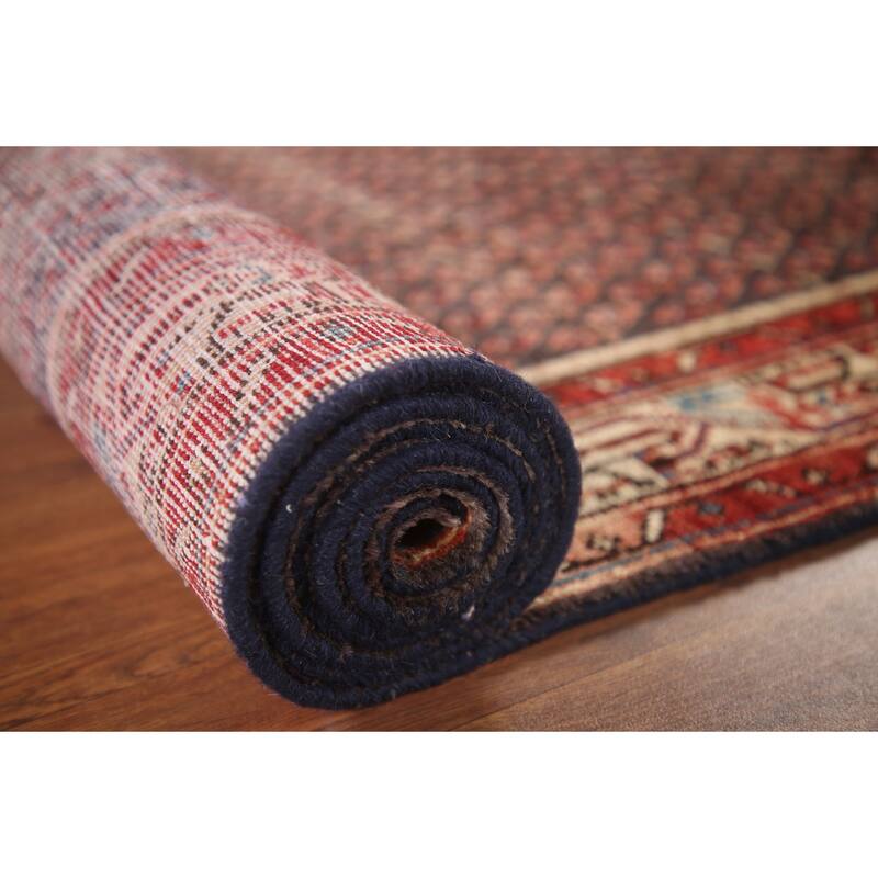 Hand Knotted Oriental 100% Wool Carpet Traditional All-Over Greys & Charcoal Botemir Runner Rug - 10' 4'' X 3' 4''
