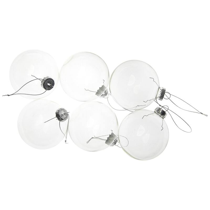 Transparent Glass Christmas Ball Ornaments - 3.25" (80mm) - Clear - 6ct