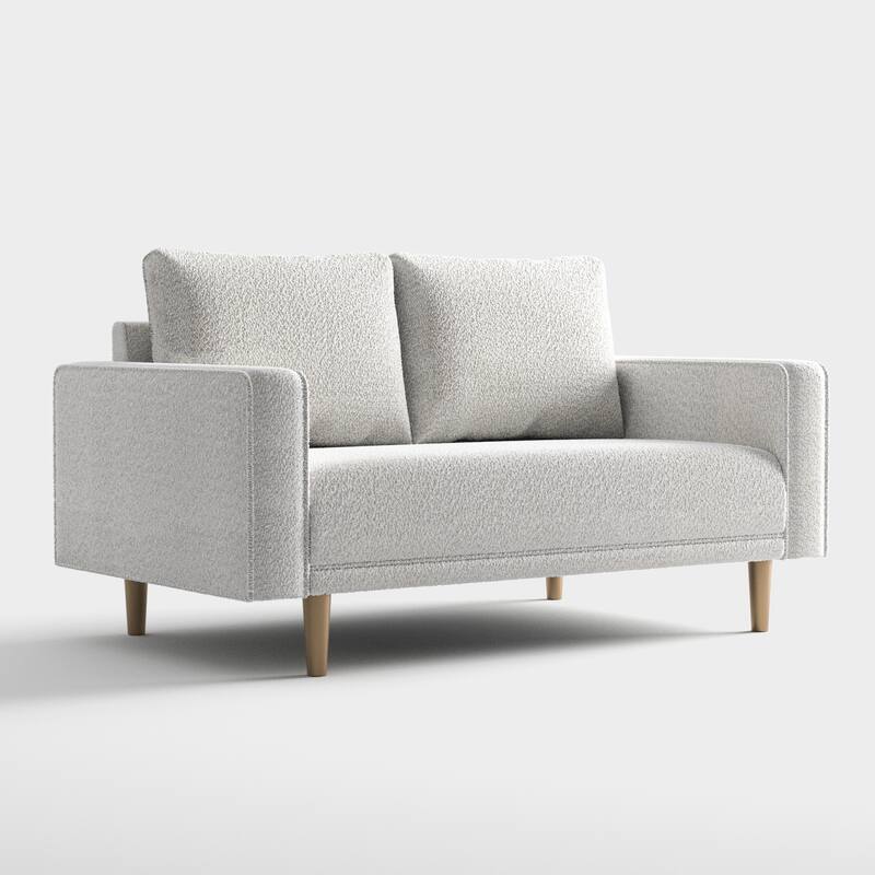 Furniture of America Isidora Contemporary Boucle Sofa Set with Back Pillows and Wooden Legs, 2-Piece or 3-Piece Options