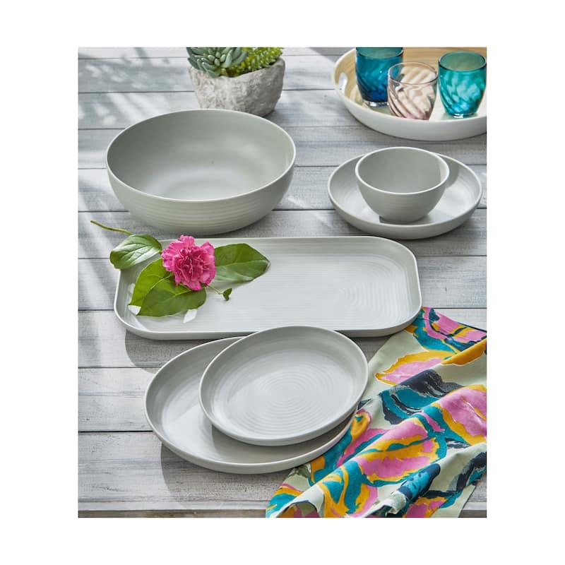 22 oz. 6 in. Light Gray Brooklyn Melamine Plastic Dinnerware Bowl Dishwasher Safe Indoor Outdoor Round Grey Set 4