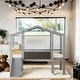 preview thumbnail 14 of 23, Eye-Catching Design Twin Size Wood Loft Bed, Wood House Shape Bunk Grey