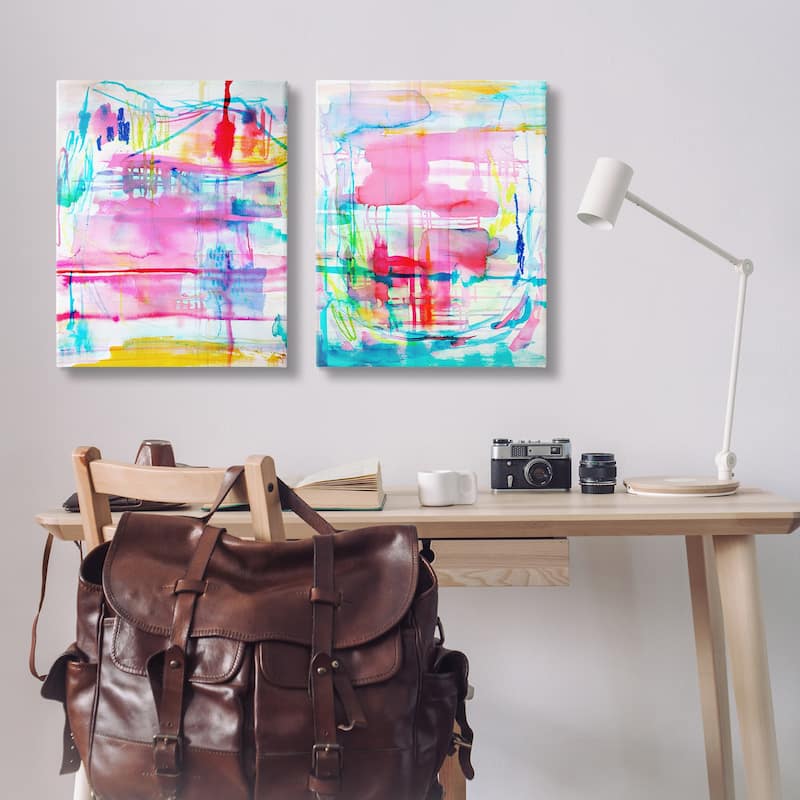 Stupell Vibrant Chaos Abstractions Canvas Wall Art Design By Gemma Bardot (Set of 2)