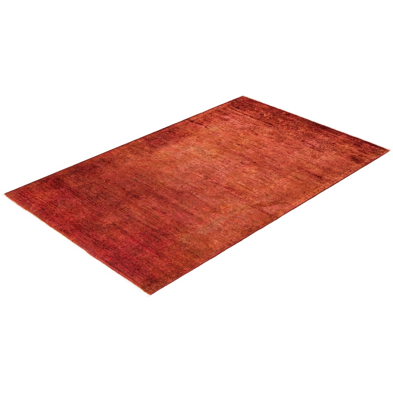Vibrance One-of-a-Kind Hand-Knotted Area Rug - Orange, 3' 10" x 6' 3" - 3' 10" x 6' 3"
