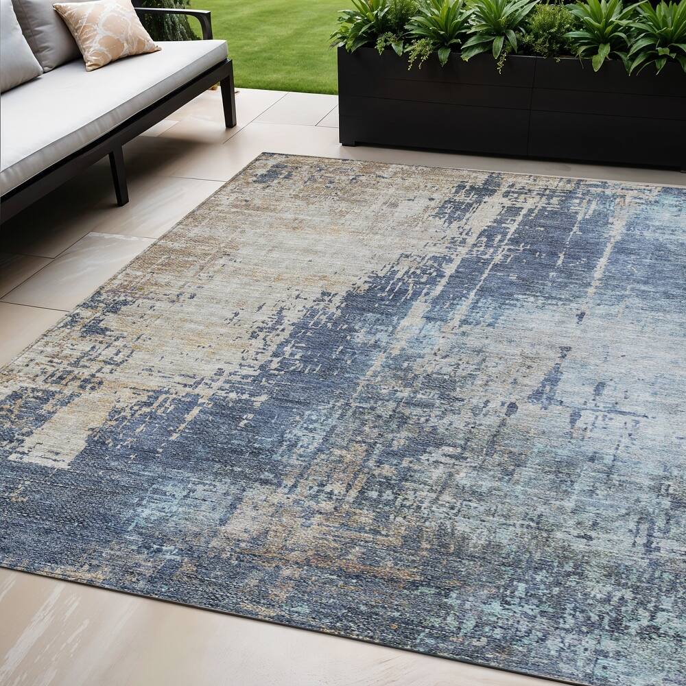 HomeRoots Abstract Transitional Rectangle Outdoor Rug