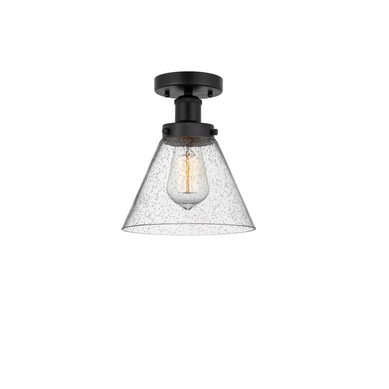 Innovations Lighting Edison Large Cone - 1 Light 7" Semi-Flush Mount - Mercury/Matte Black