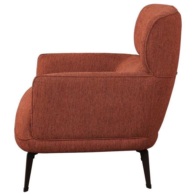 Dup 34 Inch Accent Chair, Cushioned Seat, Rounded Track Arms, Muted Orange