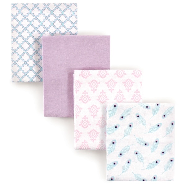 slide 1 of 1, Hudson Baby Infant Girl Cotton Flannel Receiving Blankets, Peacock, One Size - Peacock - One Size One Size - Peacock