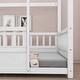 preview thumbnail 18 of 35, Wooden Floor Bed with House Roof Frame and Guardrails