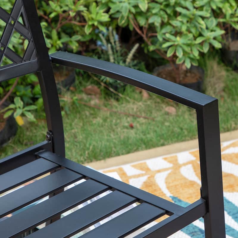 Patio E-coated Weather-resistant Stackable Dining Armchairs (Set of 2)