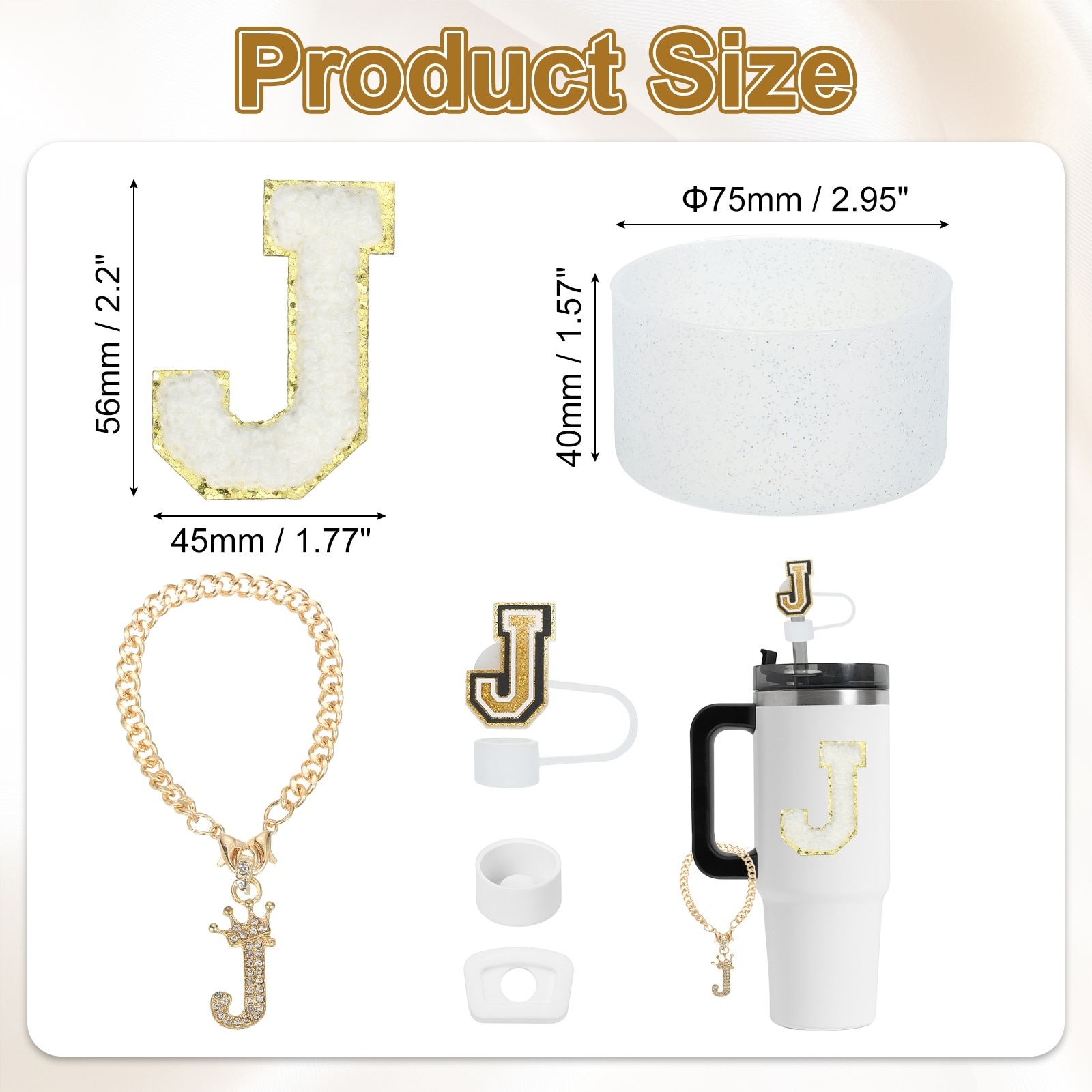 Cup Accessories Set for Cup Tumbler with Handle, Included Silicone Straw Cover, Boot, Spill Proof Stopper, Handle Charm