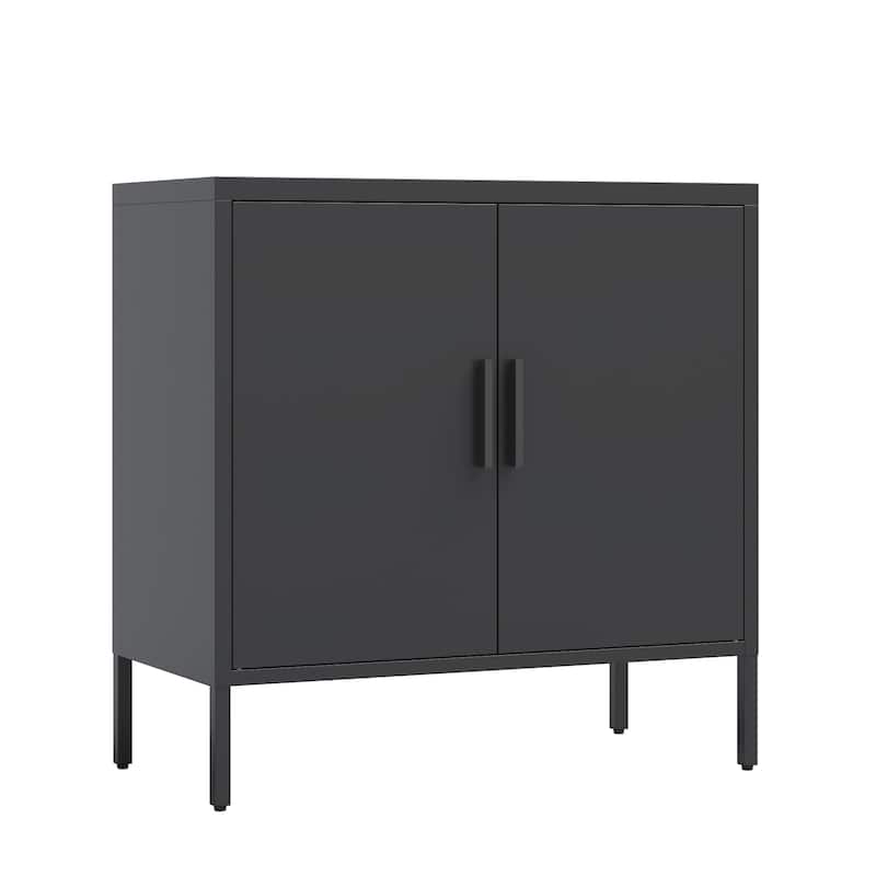 Metal Storage Cabinet with 2 Doors and 2 Adjustable Shelves