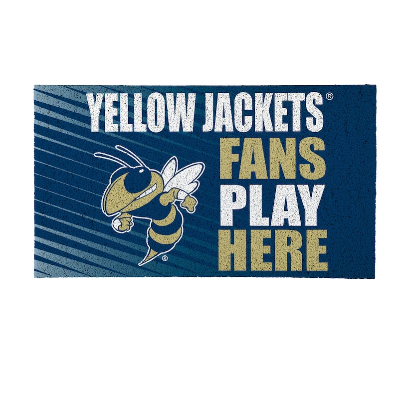 28 in. x 16 in. Georgia Tech "Fans Play Here" PVC Door Mat
