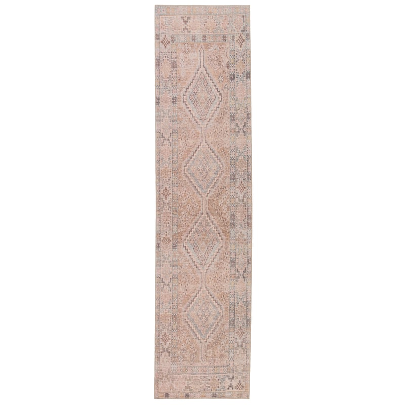 Marquesa Machine Washable Trellis Light Pink/ Blue Area Rug - 2'6"X10' - Runner