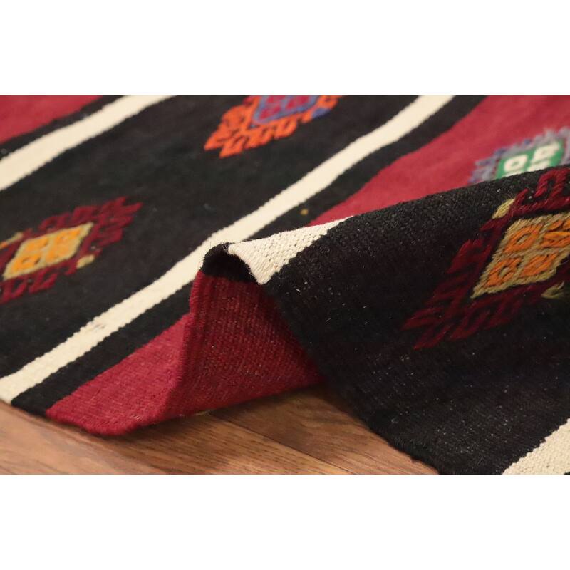 Hand Woven Oriental 100% Wool Carpet Southwestern Tribal Red Kilim Area Rug - 10' 8'' X 5' 11''