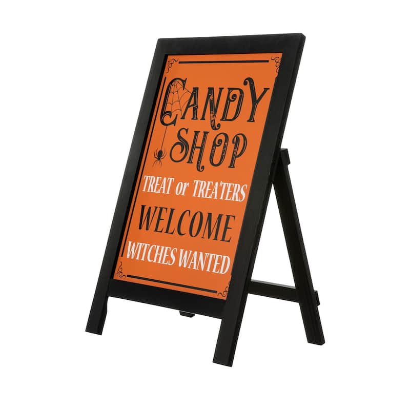 Glitzhome 24''H Halloween Fall Wooden Standing Easel or Hanging Decor - Candy Shop