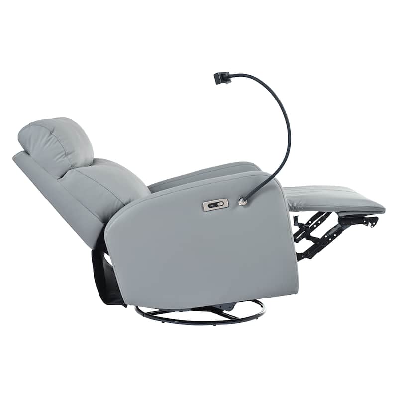 PU Power Swivel Recliner Chair with 270° Rotation, Electric 95-160° Recline and Dual USB Ports - 330lb Capacity