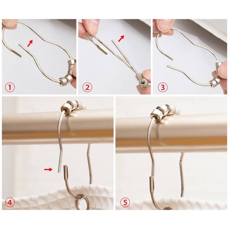 Utopia Alley Rust Resistant Shower Curtain Rings for Bathroom - Set of 12, Brushed Nickel - Brushed Nickel