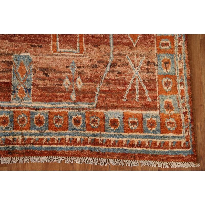 Geometric Moroccan Wool Area Rug Handknotted Oriental Carpet 5'11" x