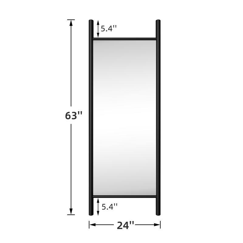 Rectangle Ladder-Style Solid Wood Framed Mirror in Brown - 63"x24"