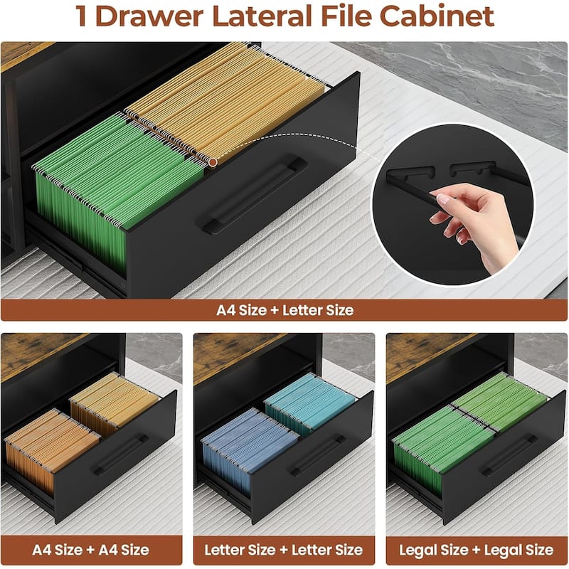 Executive Desk L Shaped Desk File Drawers Power Outlets Computer Desk