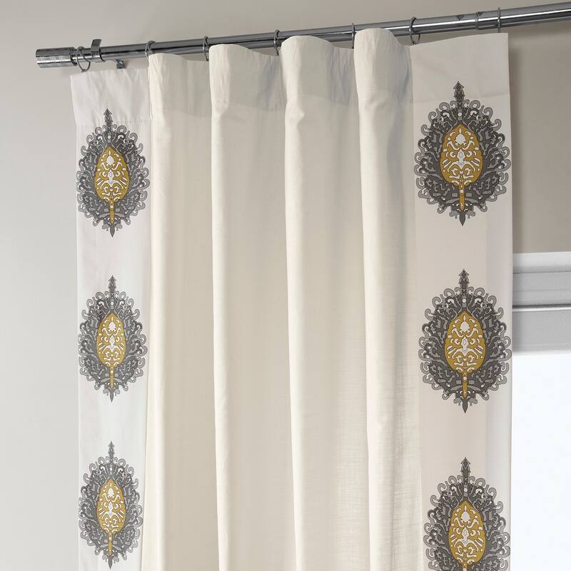 Exclusive Fabrics Mayan Solid Cotton Bordered Curtain (1 Panel)