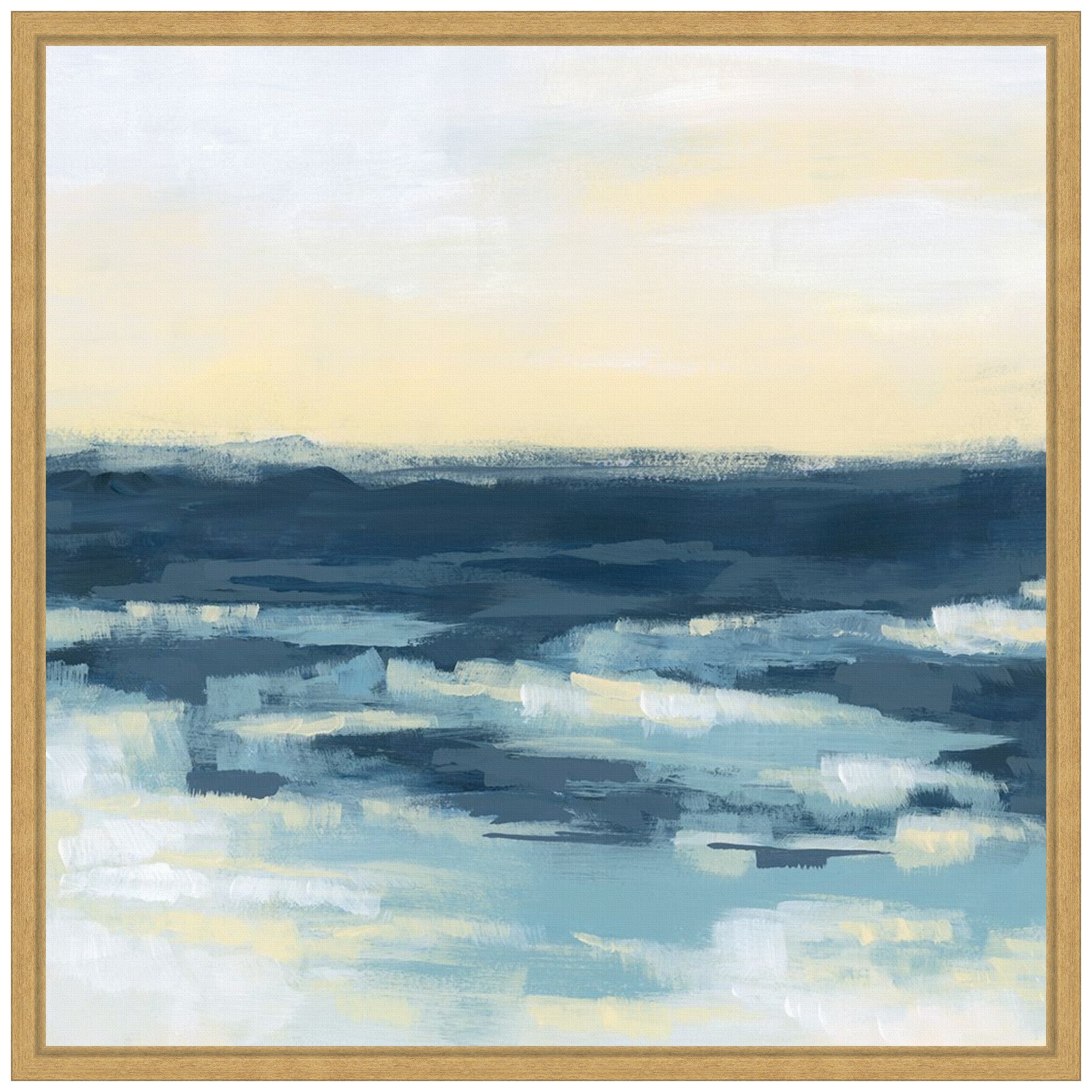 Golden Surf I by June Erica Vess Framed Canvas Wall Art - Sylvie Bright Gold