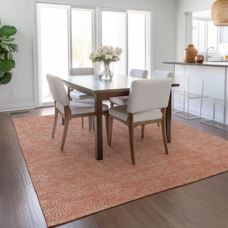 Machine Washable Indoor/ Outdoor Solid Modern Chantille Rug