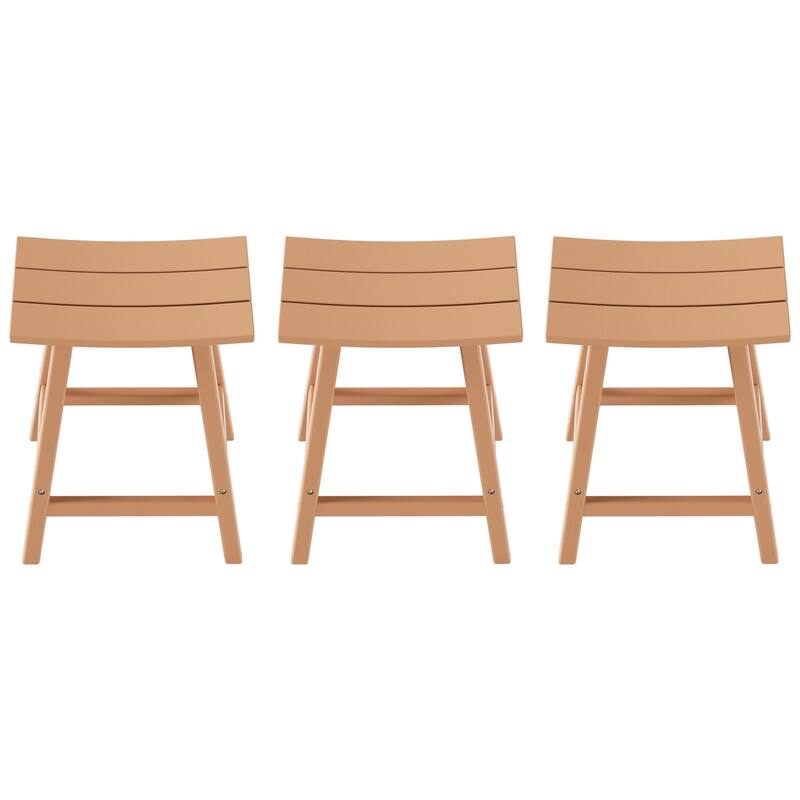 Polytrends Laguna Hdpe All Weather Outdoor Patio 24" Saddle Seat Counter Stool (Set Of 3)