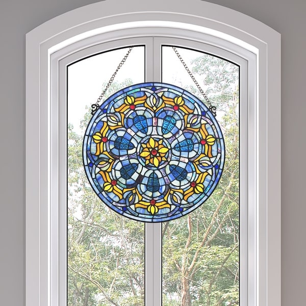 River of Goods 19.5"H Chartres Cathedral Stained Glass Window Panel - 19.5" x 0.15" x 19.5"