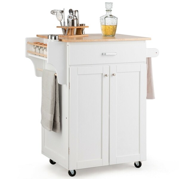 Shop Gymax Rolling Kitchen Island Utility Kitchen Cart ...