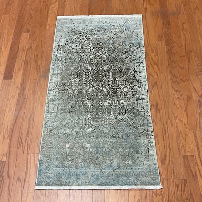 HERAT ORIENTAL Turkish Modern Erased Design Wool & Silk Rug - 2'7" x 4'11"