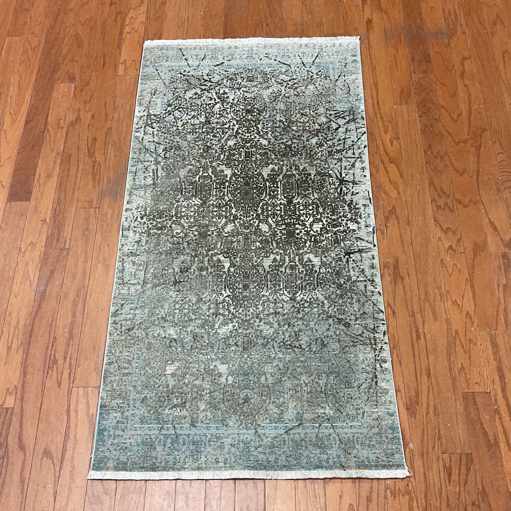 HERAT ORIENTAL Turkish Modern Erased Design Wool & Silk Rug - 2'7" x 4'11"