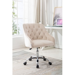 Home Office Desk Chair with Wheels, Modern Upholstered Velvet Shell ...