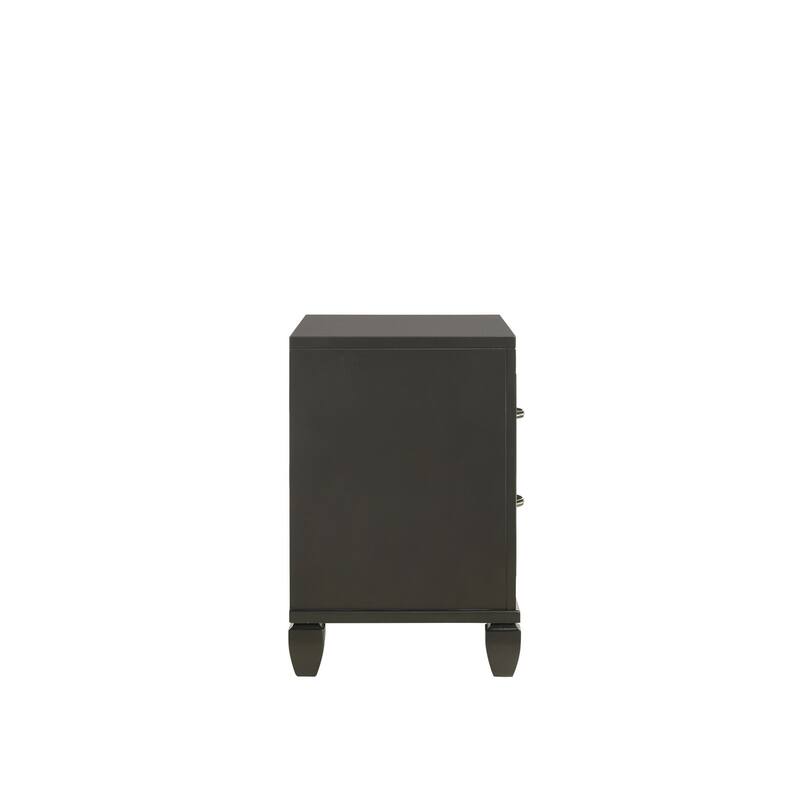 Black/Chrome 2 Drawer 17.5 in. W Nightstand with Sturdy Hardware and Ample Storage