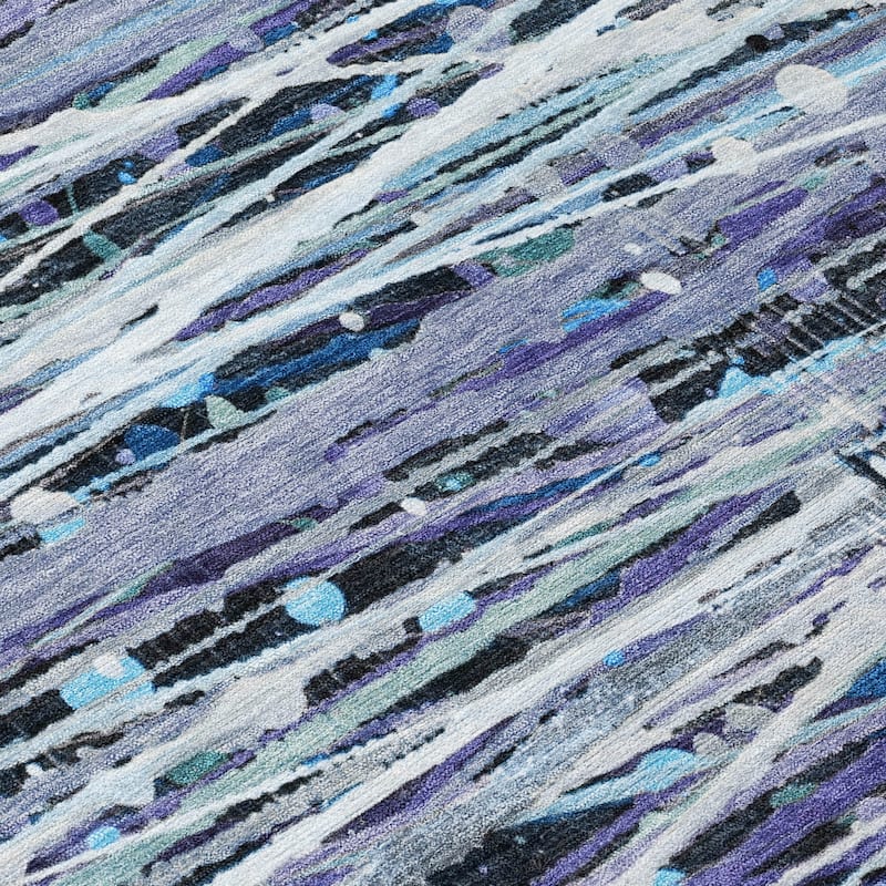 Machine Washable Indoor/Outdoor Abstract Stripes Chantille Rug