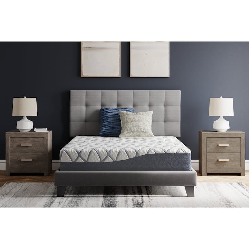 Signature Design by Ashley 10 Inch Chime Elite 2.0 White/Blue Mattress - White/Blue - Full - Foundation Not Included - Firm