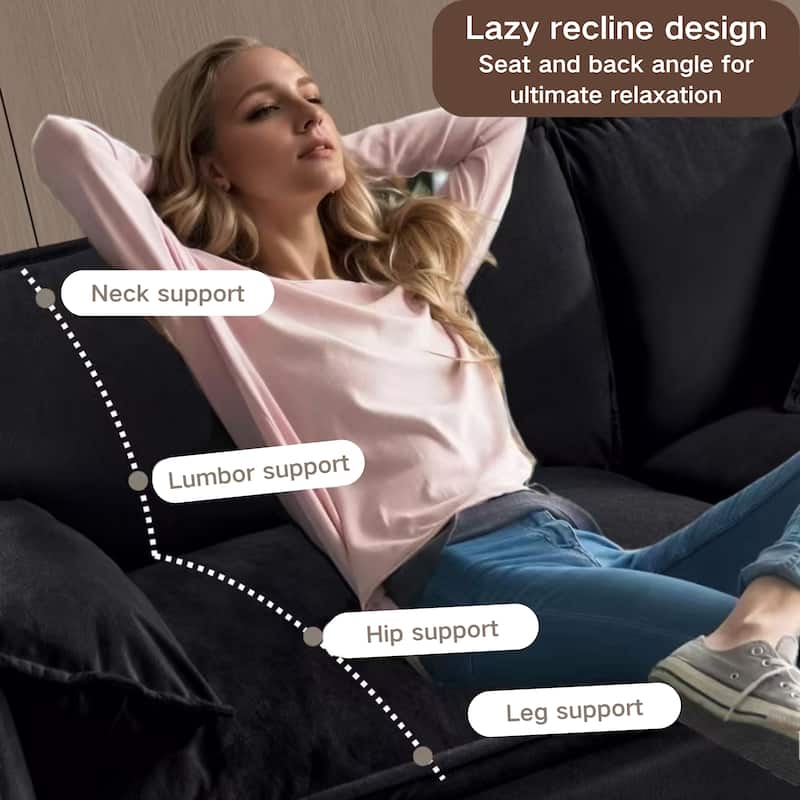 Chenille Modular Armchair with Storage Pockets & Toss Pillow