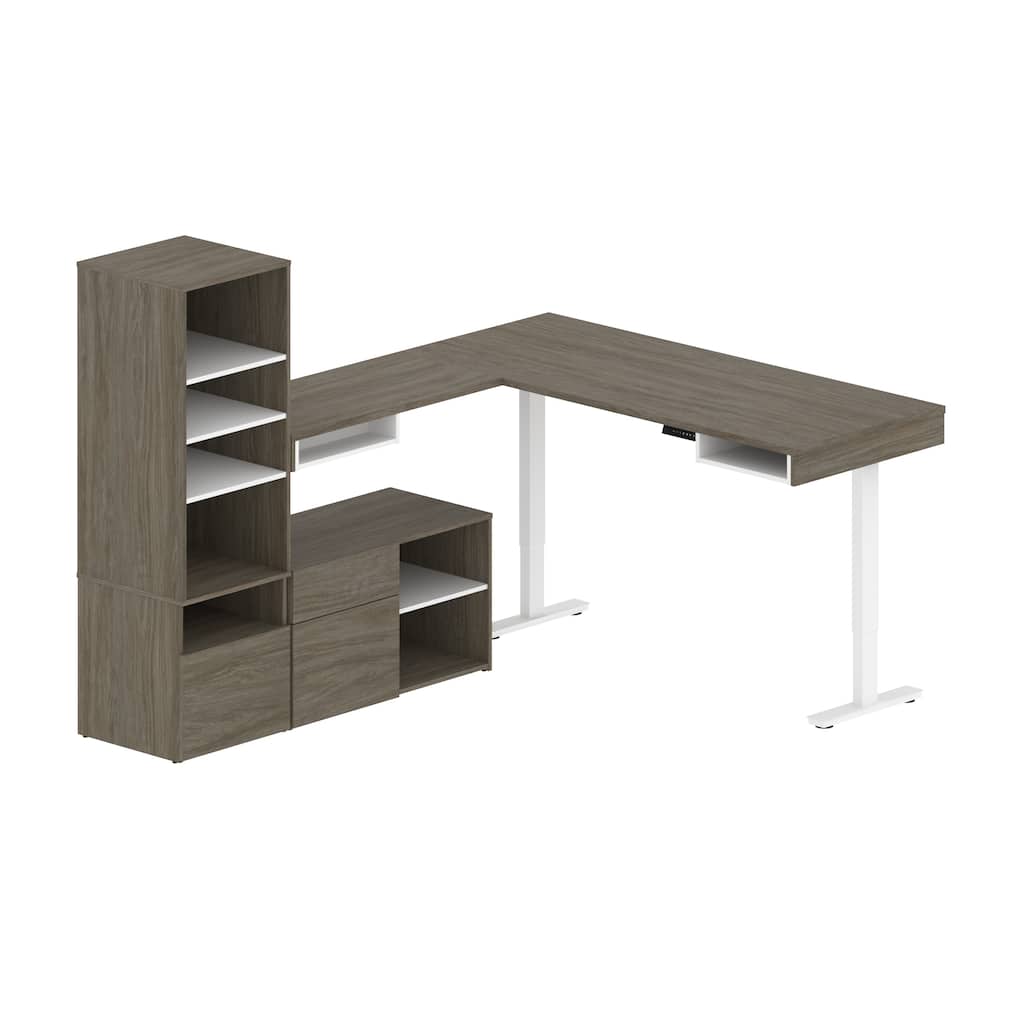 Bestar Viva 72W L-Shaped Standing Desk with Credenza by Bestar.