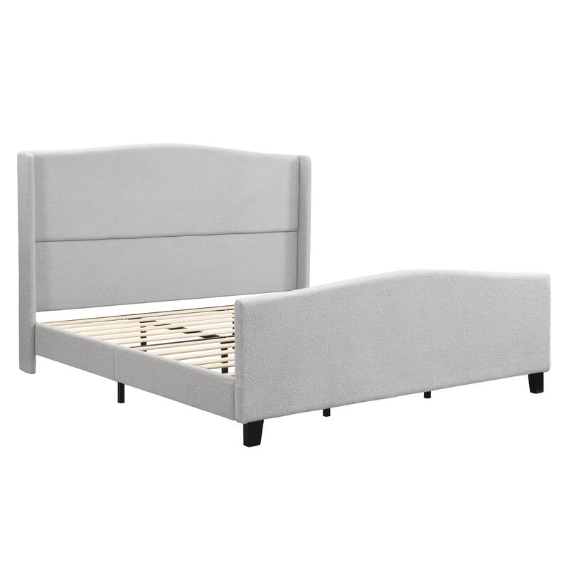 49.21"High Back Upholstered Headboard Teddy Velvet Bed Frame