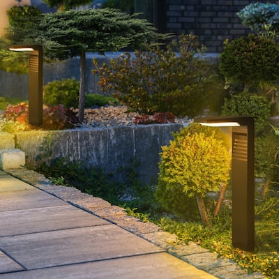 Set of 2 L-Shaped Black Solar LED Large Path Lights
