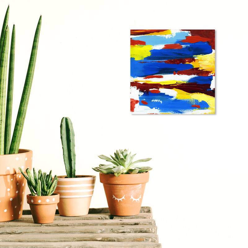 Wynwood Studio Prints Abstract Down the River Blue and Dark Blue Modern & Contemporary Wall Art Canvas Print - 12 x 12