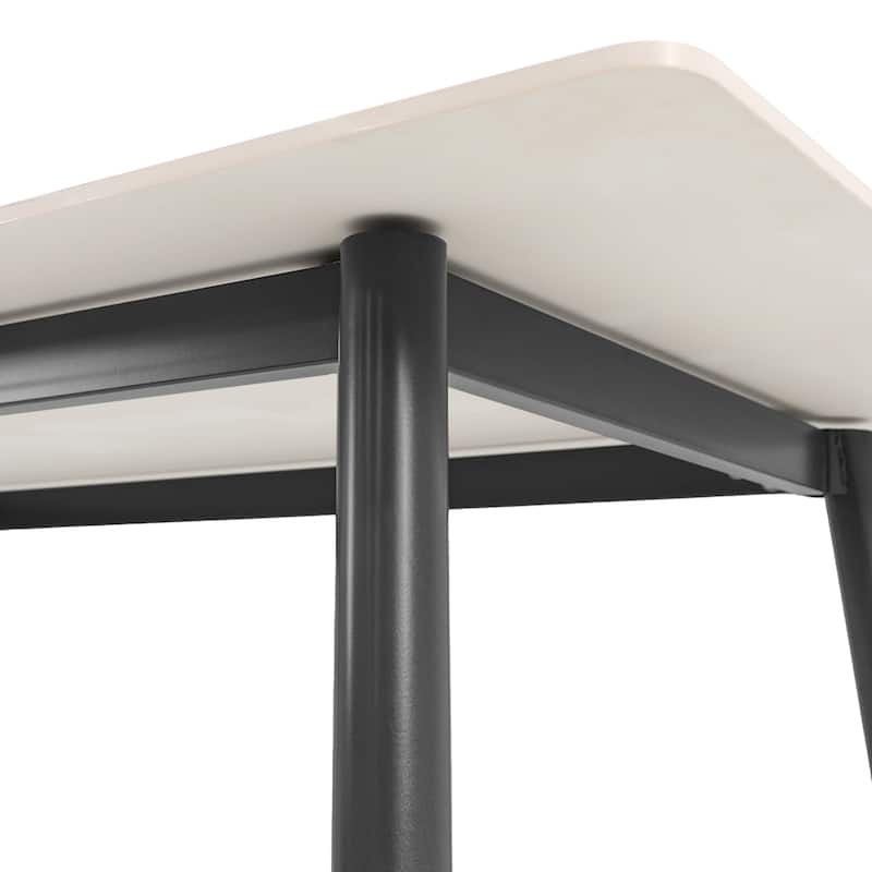 55'' Marble Dining Table for 4 People, Rectangle Marble Dining Table with Sintered Stone Tabletop and Metal Legs