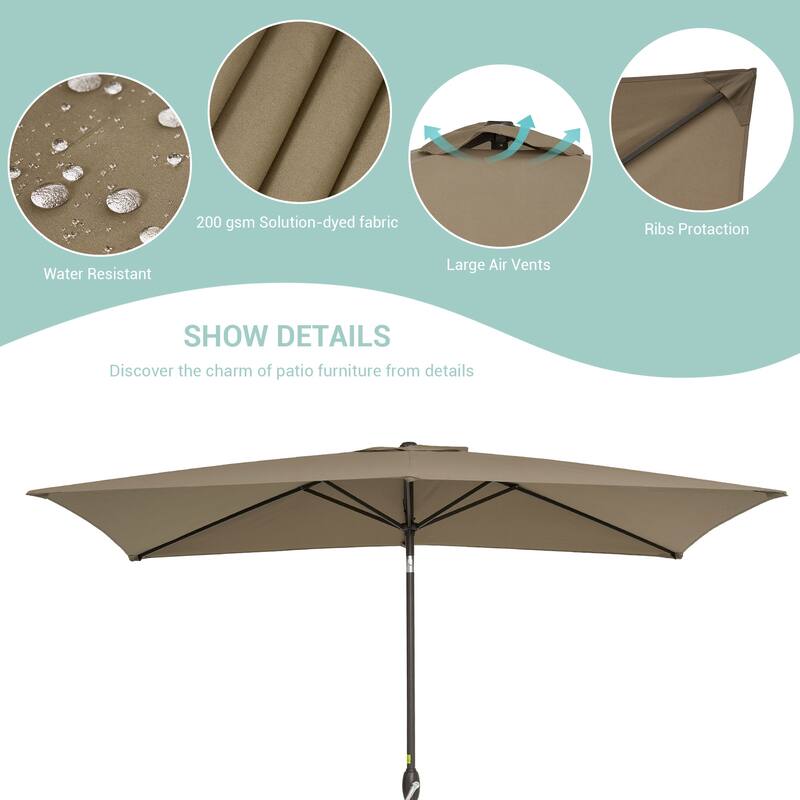 AOOLIMICS 10×6.5FT Rectangular Patio Umbrella with UV Protection, Easy Tilt, and Wind-Resistant Features