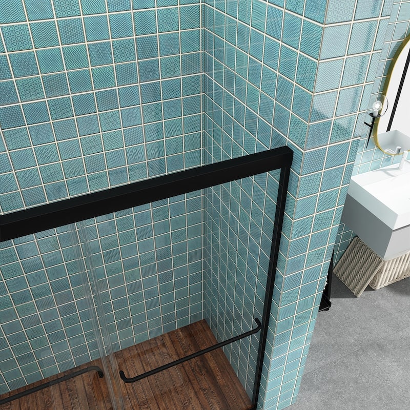 48/54/60 Inch Double Sliding Framed Shower Door with Clear Tempered Glass