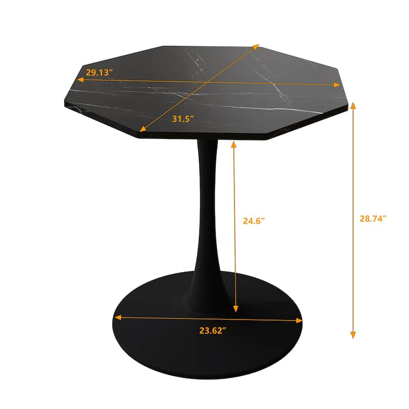 Modern Octagonal Coffee Table with MDF Top and Metal Base