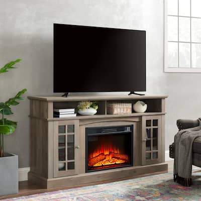 Classic TV Media Stand Modern Entertainment Console with 23" Fireplace Inset.