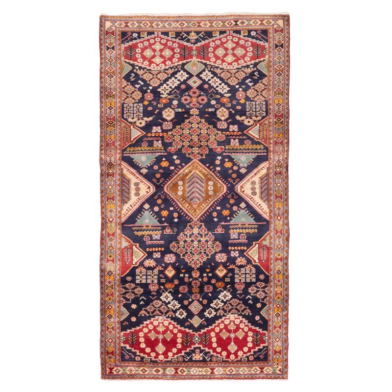 ECARPETGALLERY Hand-knotted Melis Vintage Dark Navy Wool Rug - 4'7 x 9'1