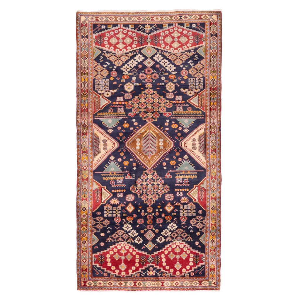 ECARPETGALLERY Hand-knotted Melis Vintage Dark Navy Wool Rug - 4'7 x 9'1